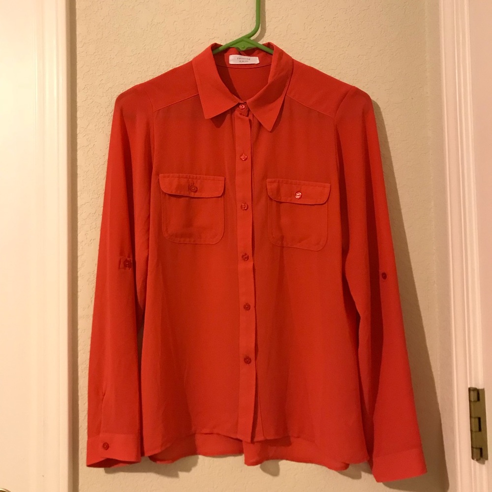 🐢2:$10/3:$14/4:$18🐢 RosetteOrange Button Up